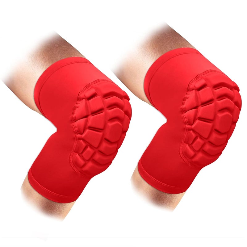 ZODEYI Wrestling Knee Pads Short Knee Sleeve, 2 Pcs Knee Compression Sleeve for Football, Basketball, Volleyball(Red_XXL_2 Pcs) - Image 1